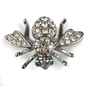 Joan Rivers Pin Black Knight Queen Bee Brooch Gunmetal Crystal Rhinestone